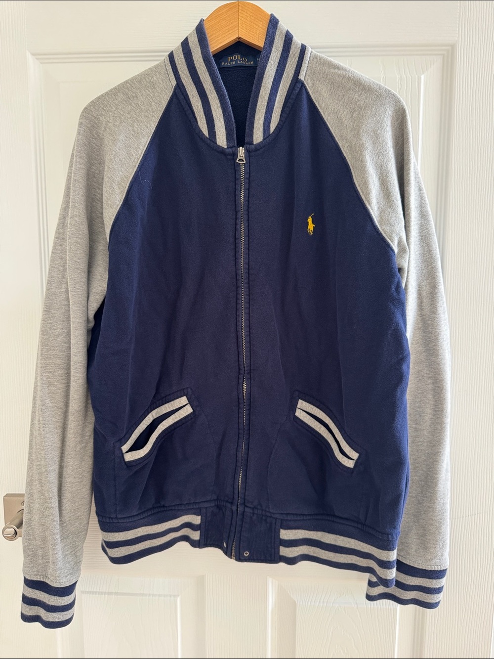 Polo by Ralph Lauren Navy & Grey Raglan Zip Bomber Zip Front Sweatshirt
